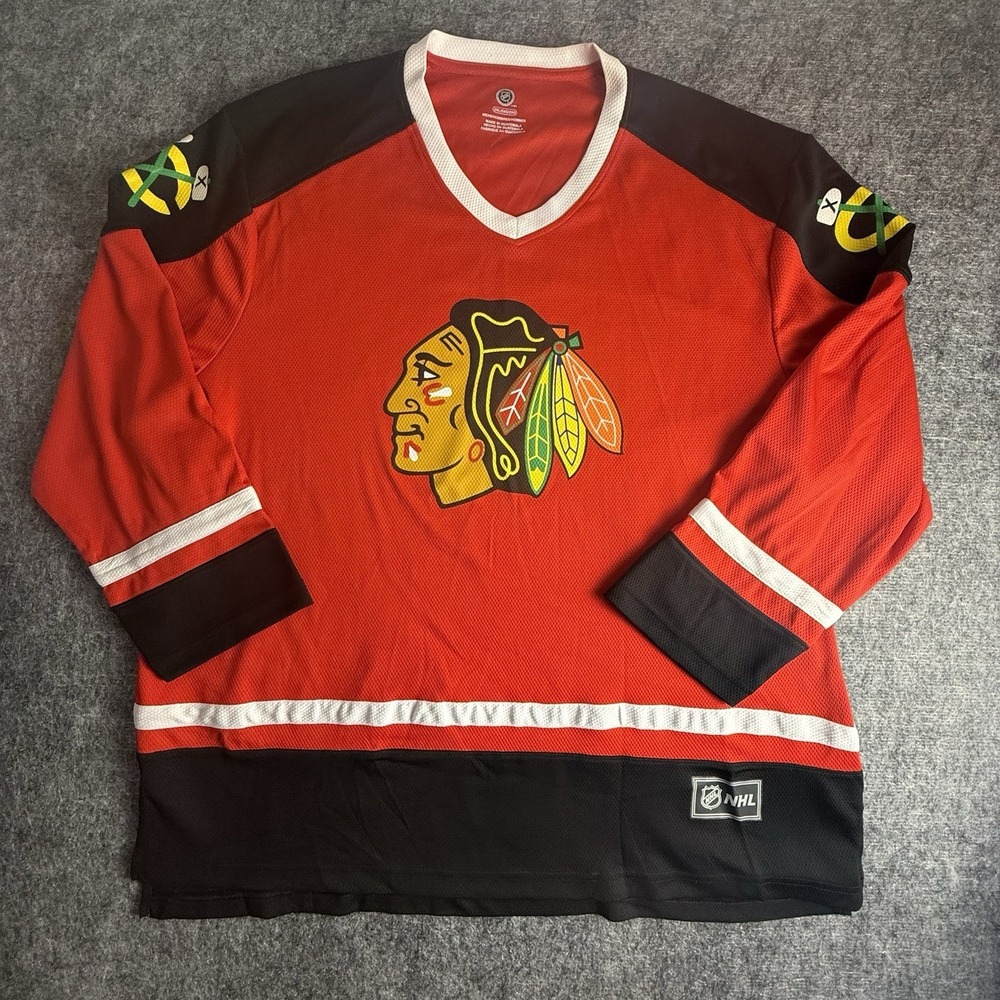 Chicago Blackhawks NHL Hockey Jersey Mens 2XL Red Logo Fan Jersey Pullover